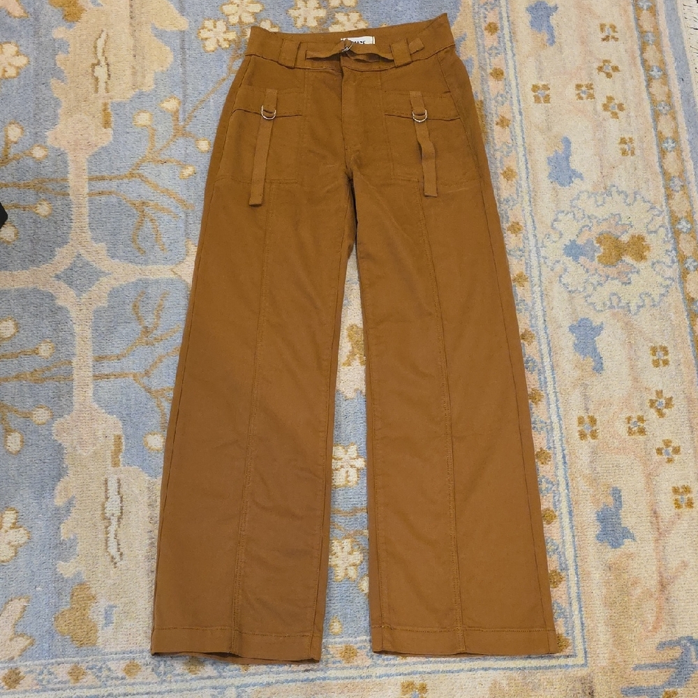 PAIGE Caramel Brown High-Waist Utility Pants